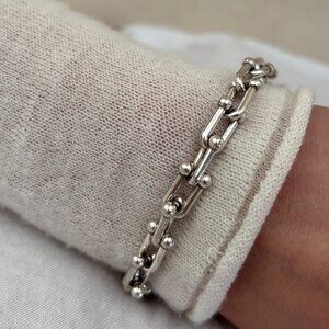 U Link Sterling Silver Plated Minimalist Bracelet